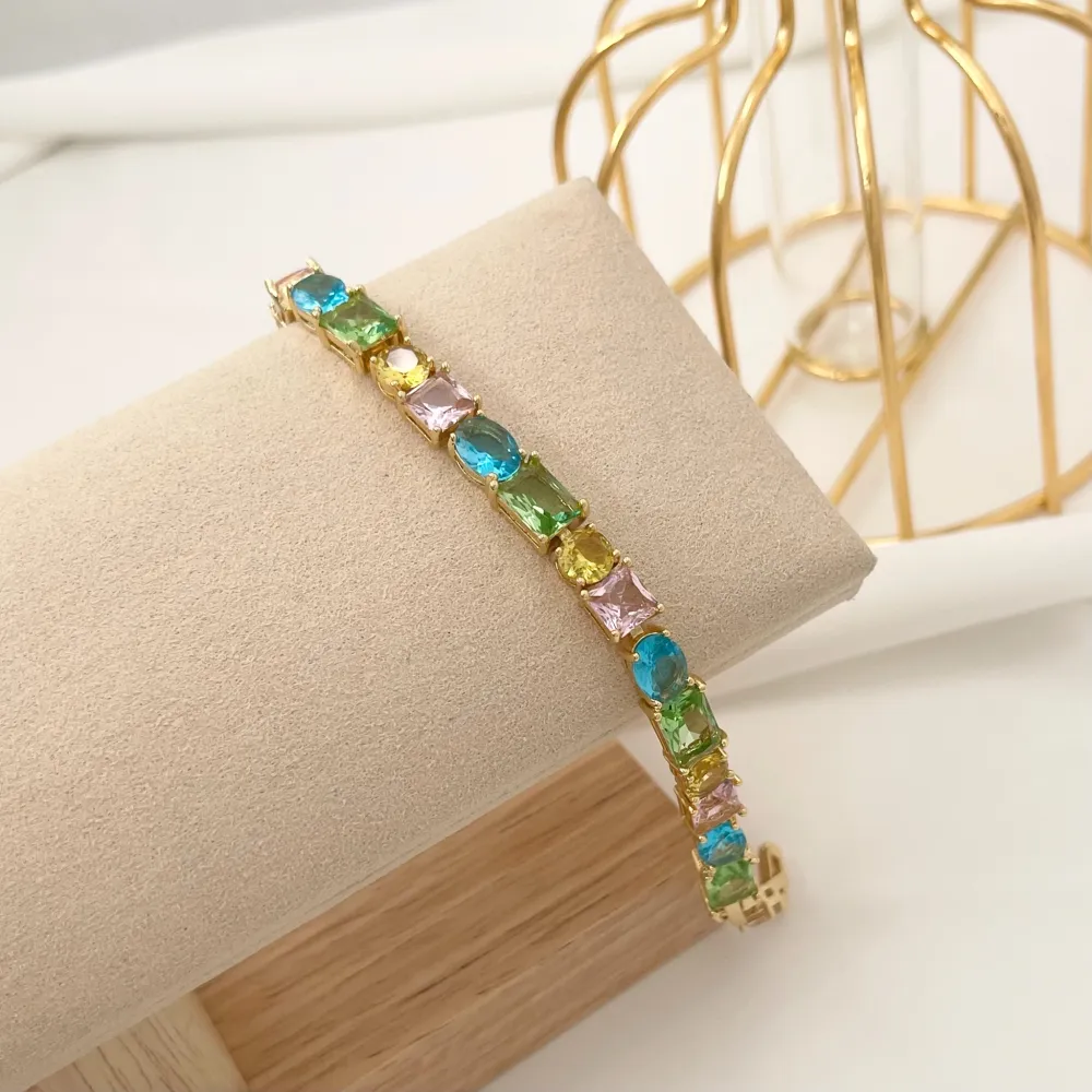 Tennis con Forme-Bracciale in Ottone e Zirconia - BMZ-103-AA741B