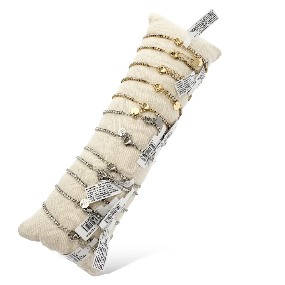 Tennis con Punto Luce a Cuore-12Pz Bracciali in Acciaio - BPA-103-AA1517B