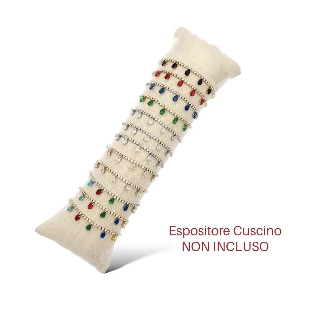 Tennis con Goccia-12pz Bracciali in Acciaio con Chiusura - BPA-103-AA2560B