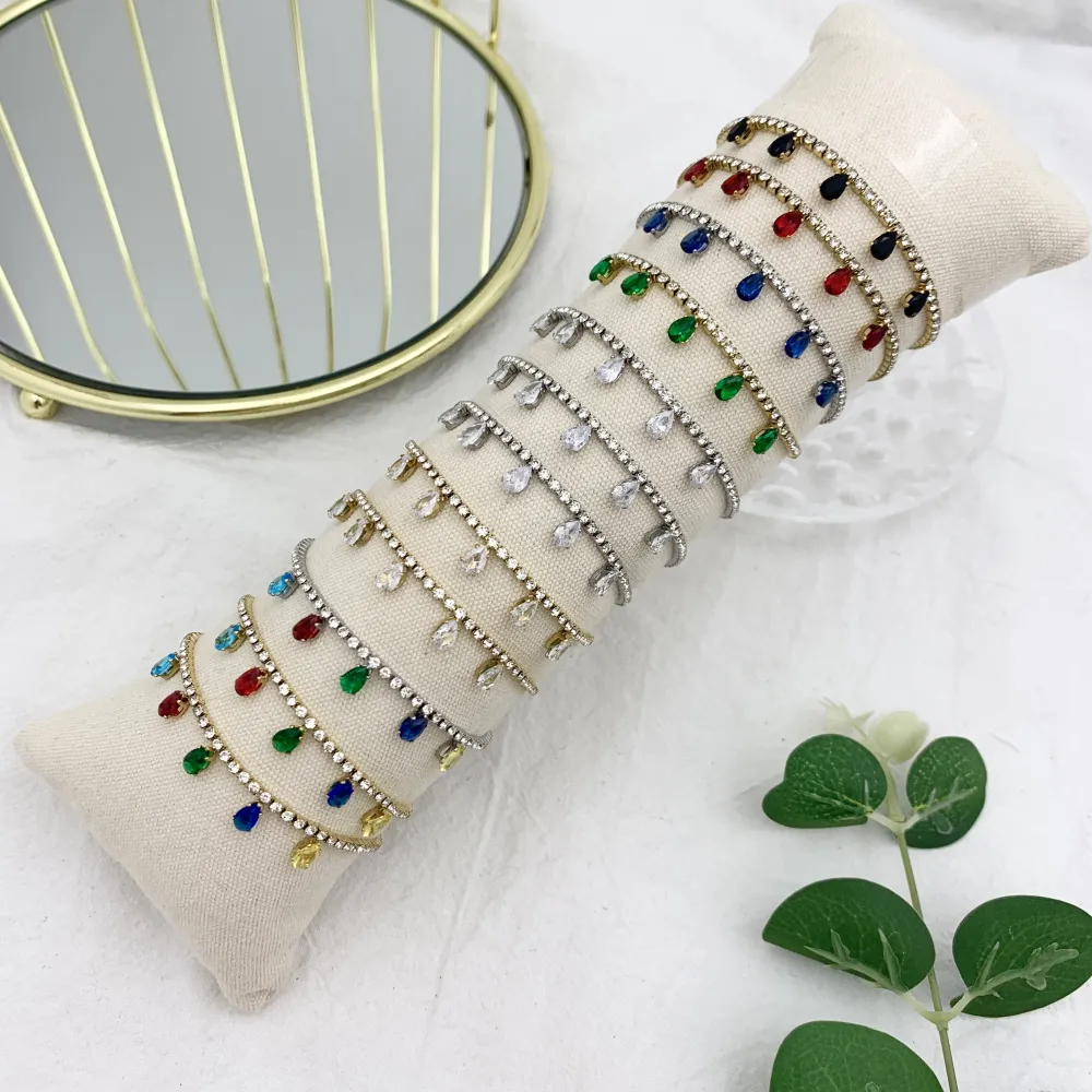 Tennis con Goccia-12pz Bracciali in Acciaio con Chiusura - BPA-103-AA2560B