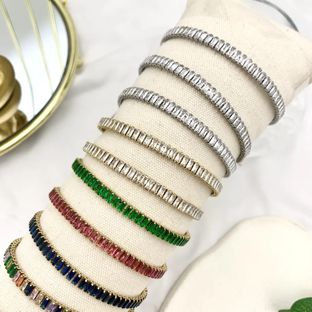 Tennis Rettangolare-12Pz Bracciali Semirigidi in Acciaio - BPA-103-AA2652B