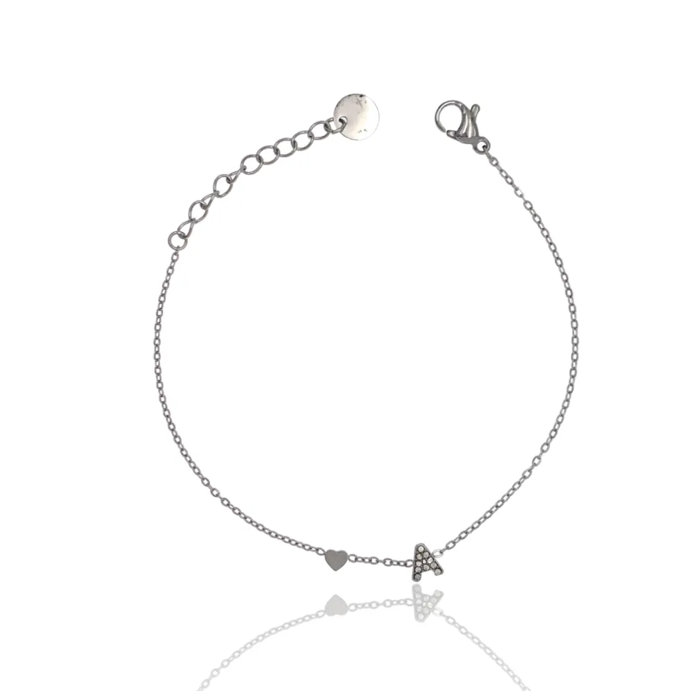 Iniziale Lettera con Zirconia -24pz Bracciali in Acciaio - BPA-103-AA3207B