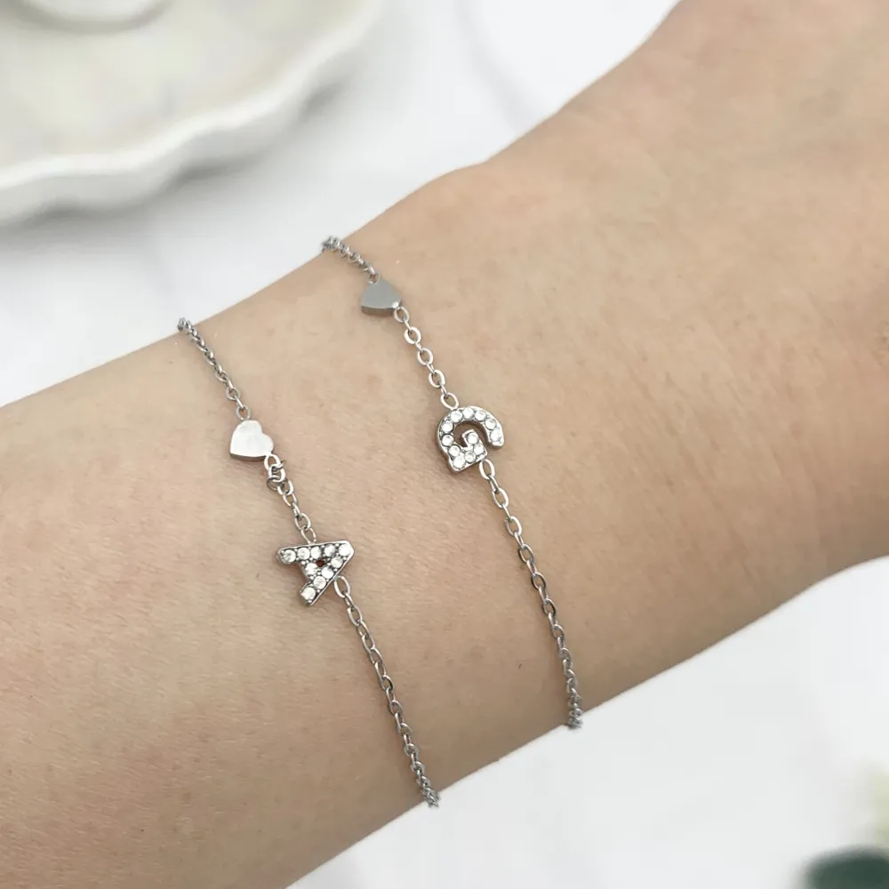 Iniziale Lettera con Zirconia -24pz Bracciali in Acciaio - BPA-103-AA3207B