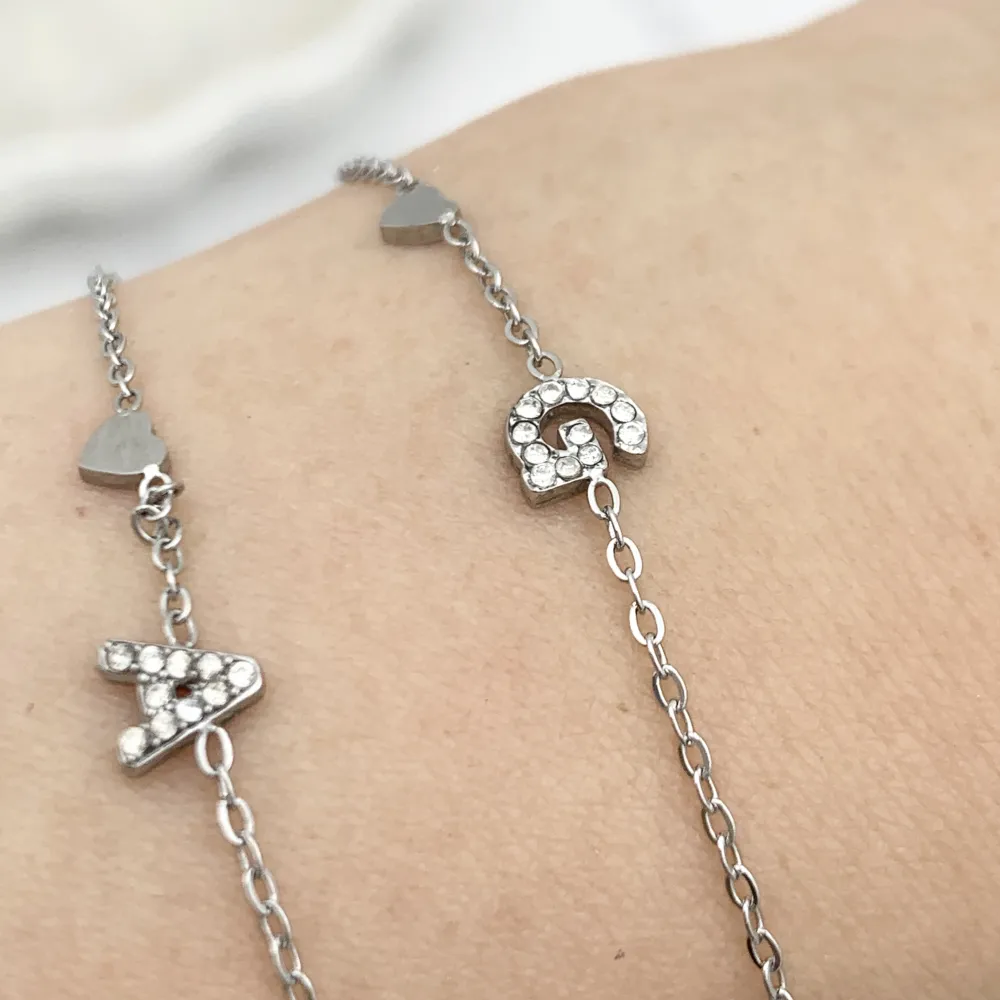 Iniziale Lettera con Zirconia -24pz Bracciali in Acciaio - BPA-103-AA3207B