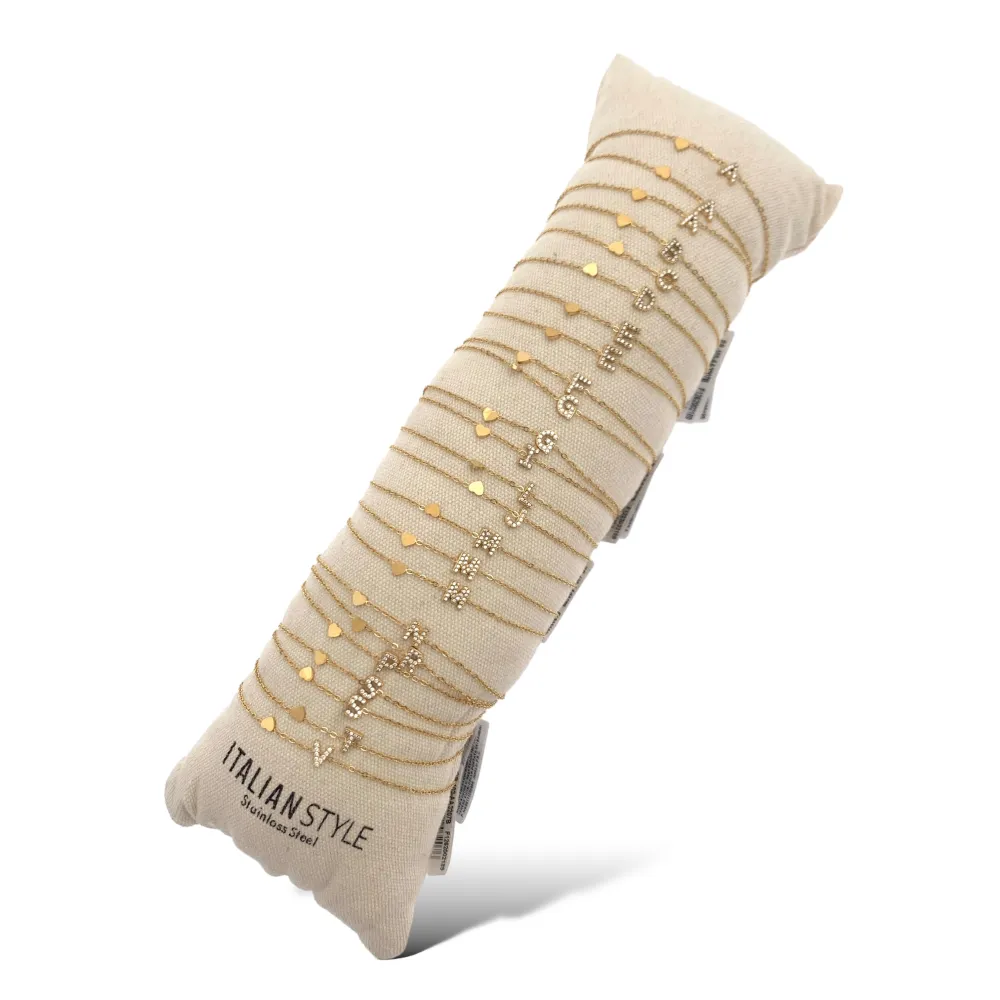 Iniziale Lettera con Zirconia -24pz Bracciali in Acciaio - BPA-103-AA3207B