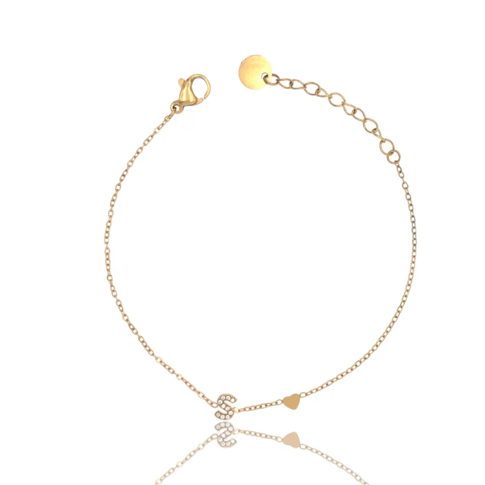 Iniziale Lettera con Zirconia -24pz Bracciali in Acciaio - BPA-103-AA3207B