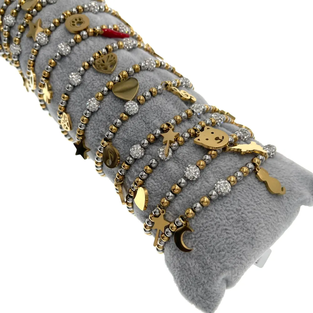 Mix Soggetti- 12 Pz Bracciali Elastici in Acciaio - BPA-413-1517