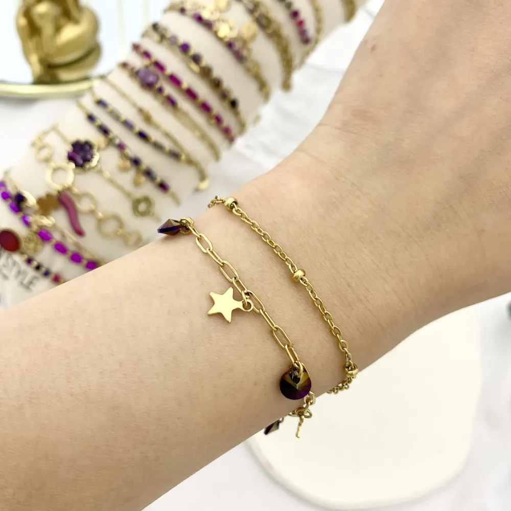 Mix Soggetti-15pz Bracciali in Acciaio - BPA-732-140 FUCSIA