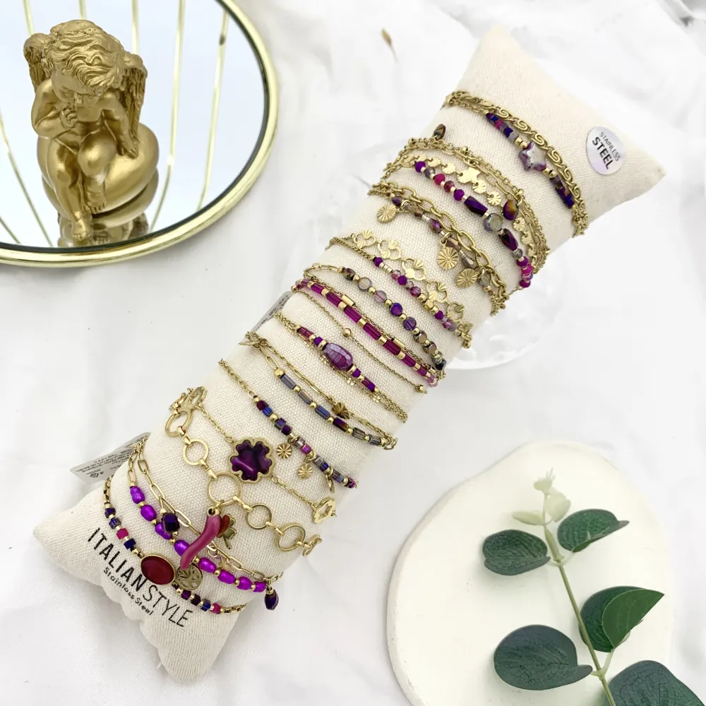 Mix Soggetti-15pz Bracciali in Acciaio - BPA-732-140 FUCSIA