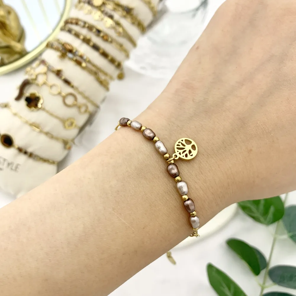 Mix Soggetti-15pz Bracciali in Acciaio - BPA-732-140 MARRONE