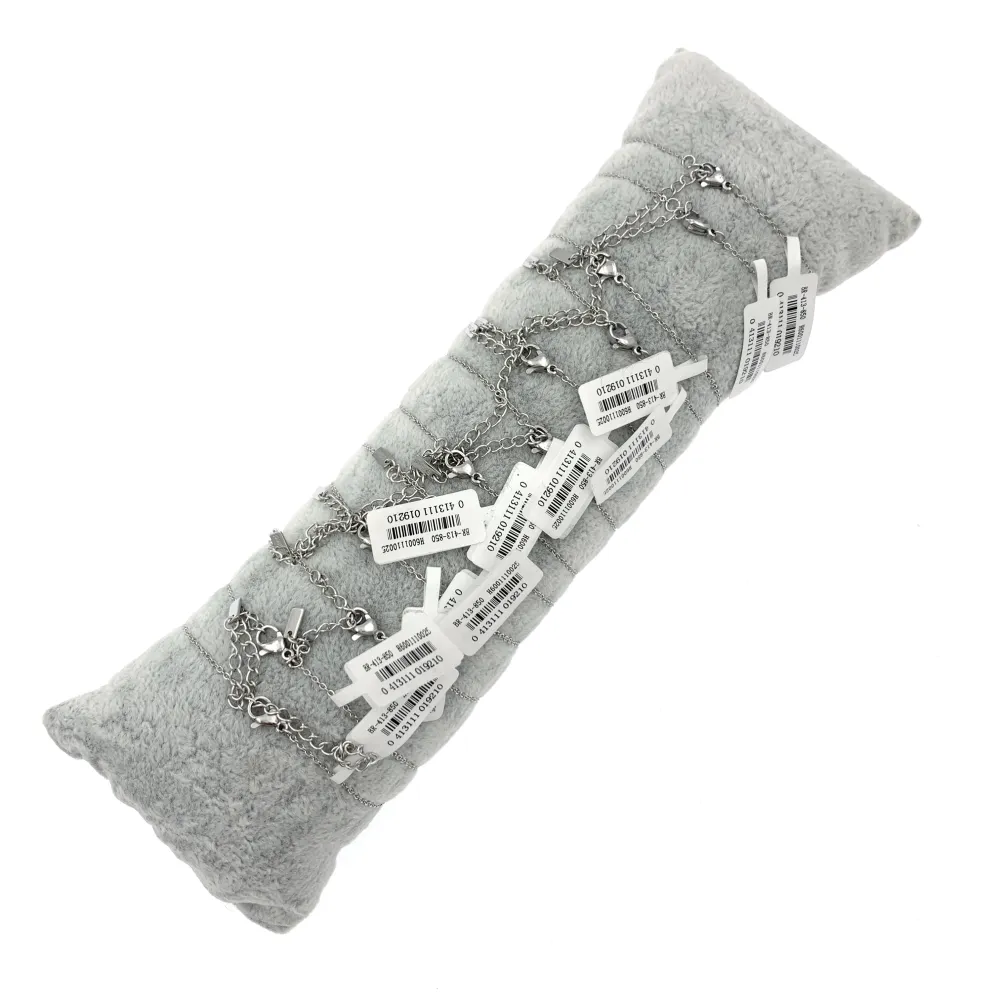 12Pz Bracciali in Acciaio con Chiusura a Moschettone + Cuscino - BPA7651-Scritte-12 Pz Bracciali in Acciaio