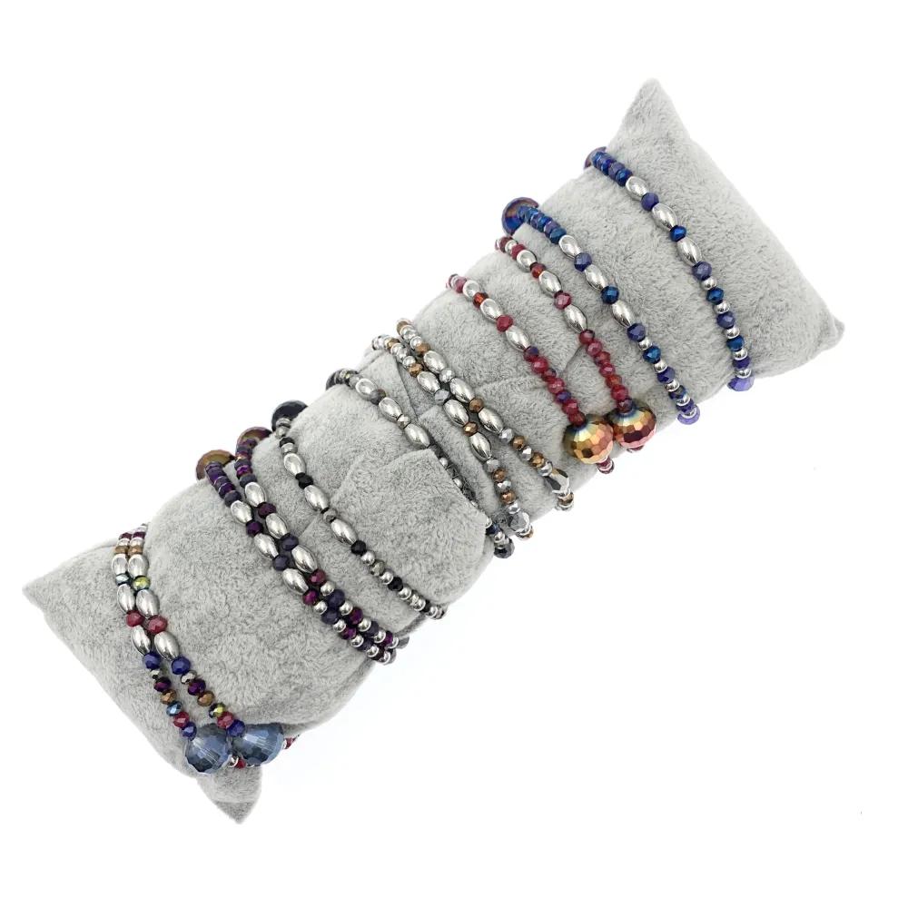 12Pz Bracciali Elastici in Acciaio+Cuscino in Omaggio - BPA7678-Mix Soggetti-12 Pz Bracciali in Acciaio