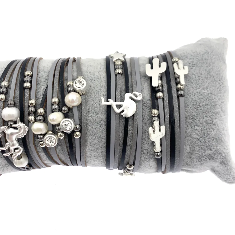 BPM176-165-Multifili con Charmes- 6 Pz Bracciali - BPM176-165-Multifili con Charmes- 6 Pz Bracciali