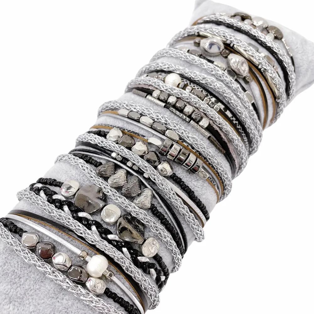 10Pz Bracciali +Cuscino in Omaggio - BPM176-183-Multifili con Charmes-10 Pz Bracciali