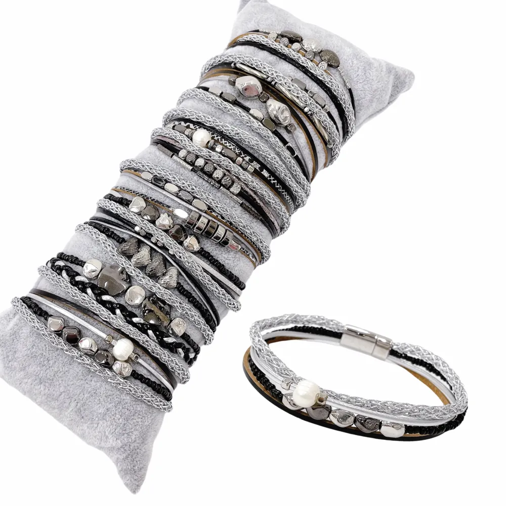 10Pz Bracciali +Cuscino in Omaggio - BPM176-183-Multifili con Charmes-10 Pz Bracciali