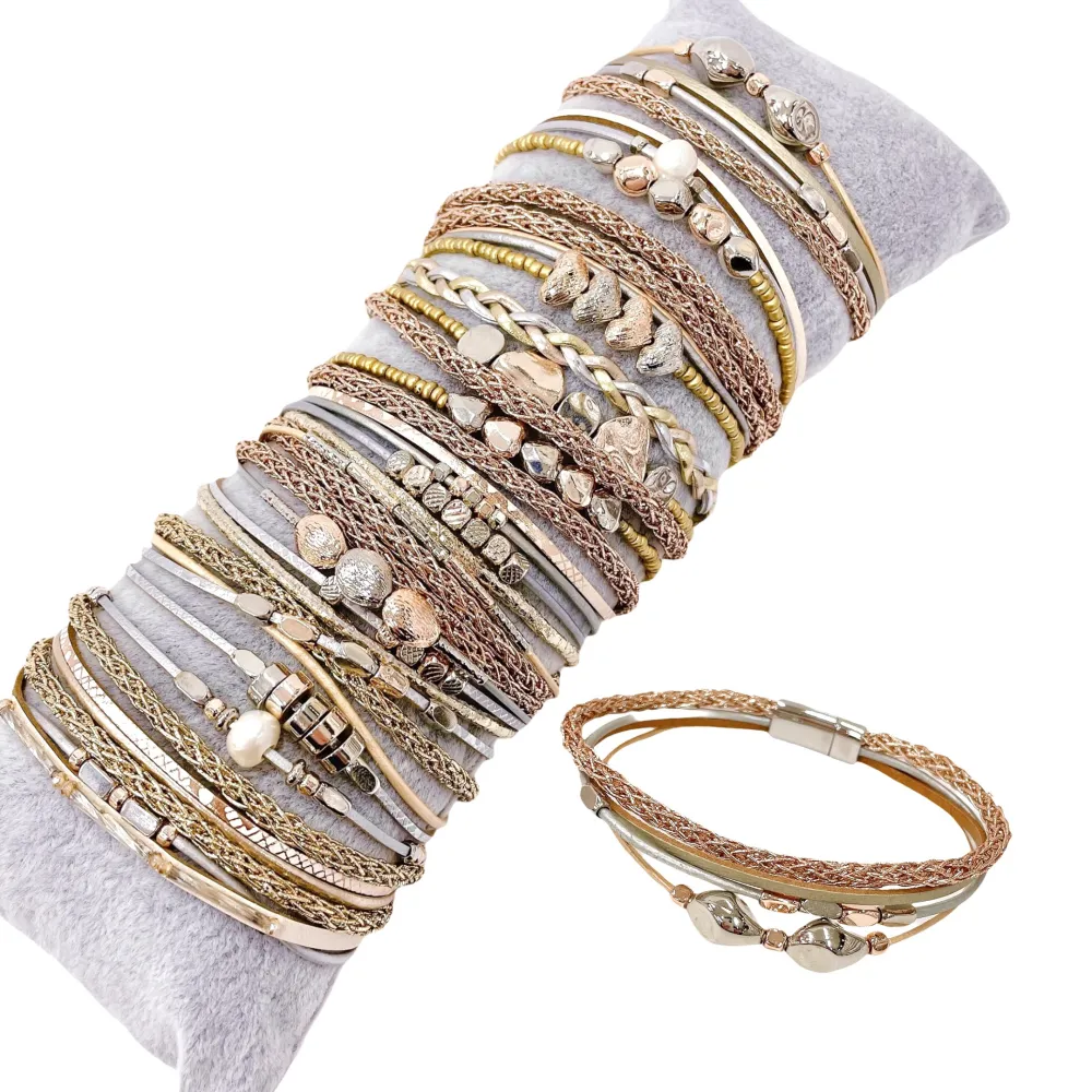 10Pz Bracciali +Cuscino in Omaggio - BPM176-183-Multifili con Charmes-10 Pz Bracciali