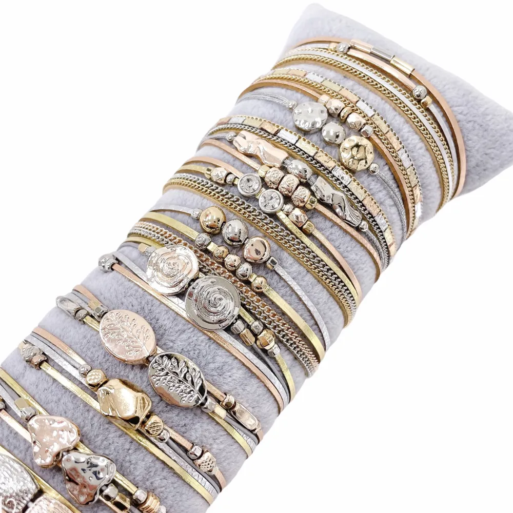 12Pz Bracciali +Cuscino in Omaggio - BPM176-230-Multifili con Charmes-12 Pz Bracciali