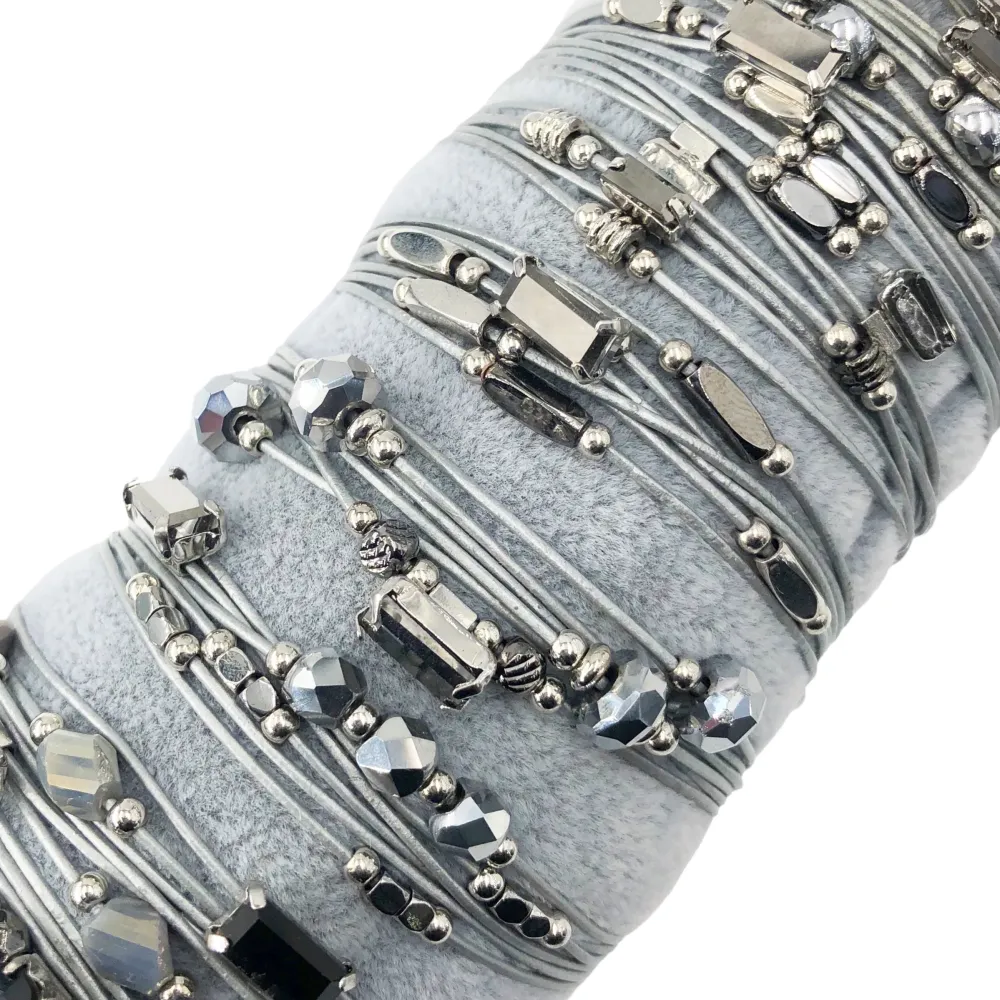 BPM176-233-Multifili con Charmes- 12 Pz Bracciali - BPM176-233-Multifili con Charmes- 12 Pz Bracciali