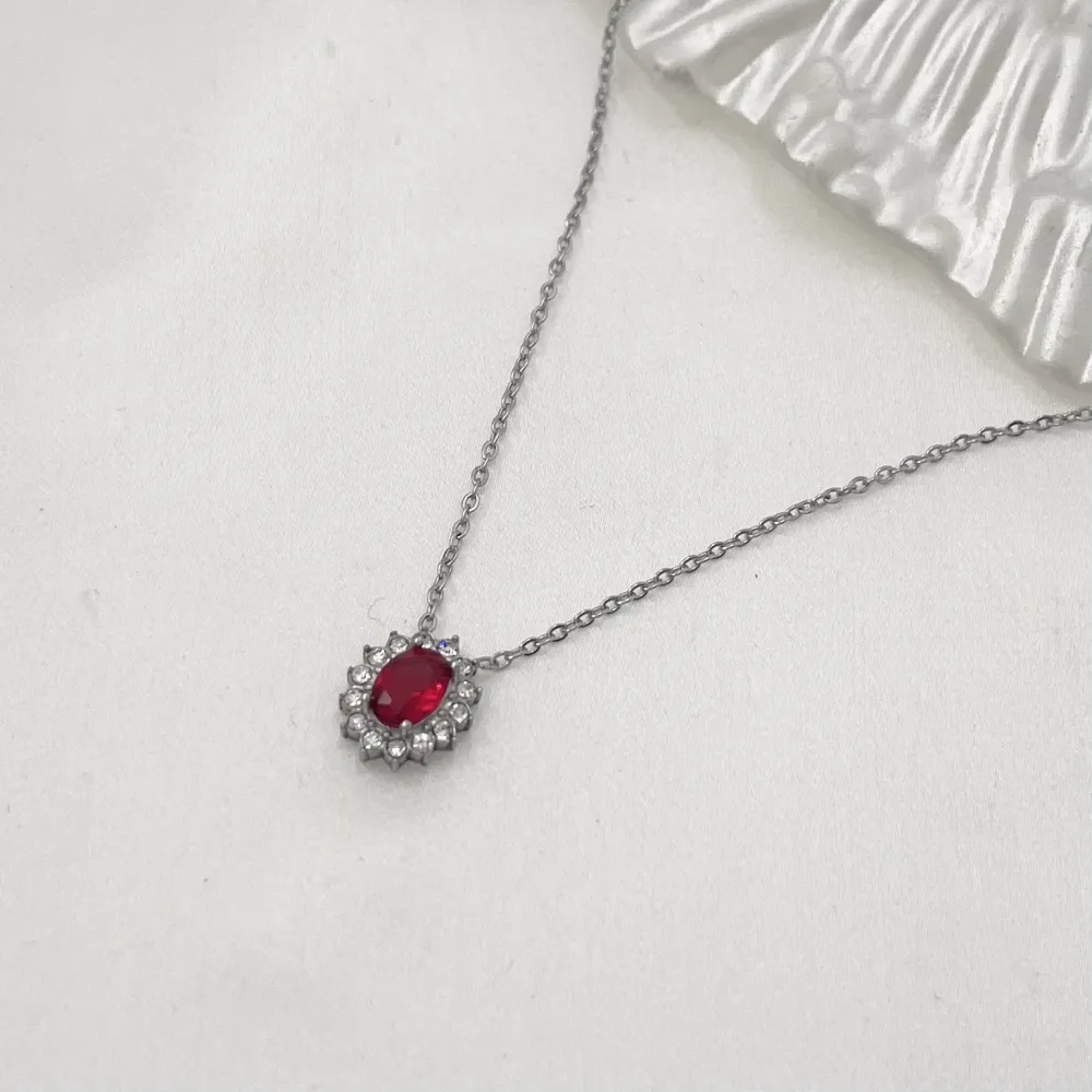 Pietra Ovale-Collana Corta in Acciaio - CAC-103-AA1276N