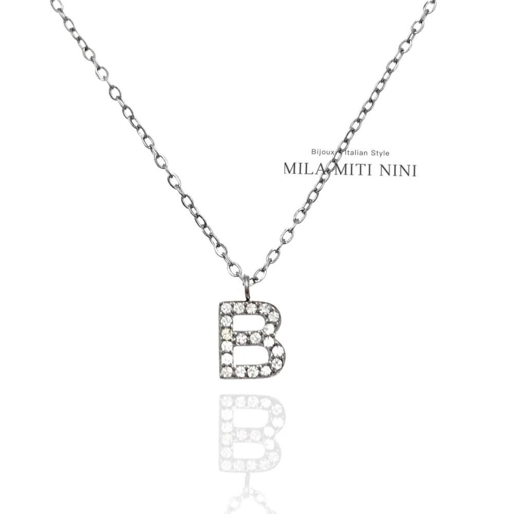 Iniziale Argento-Collana Corta in Acciaio - CAC-103-AA311N