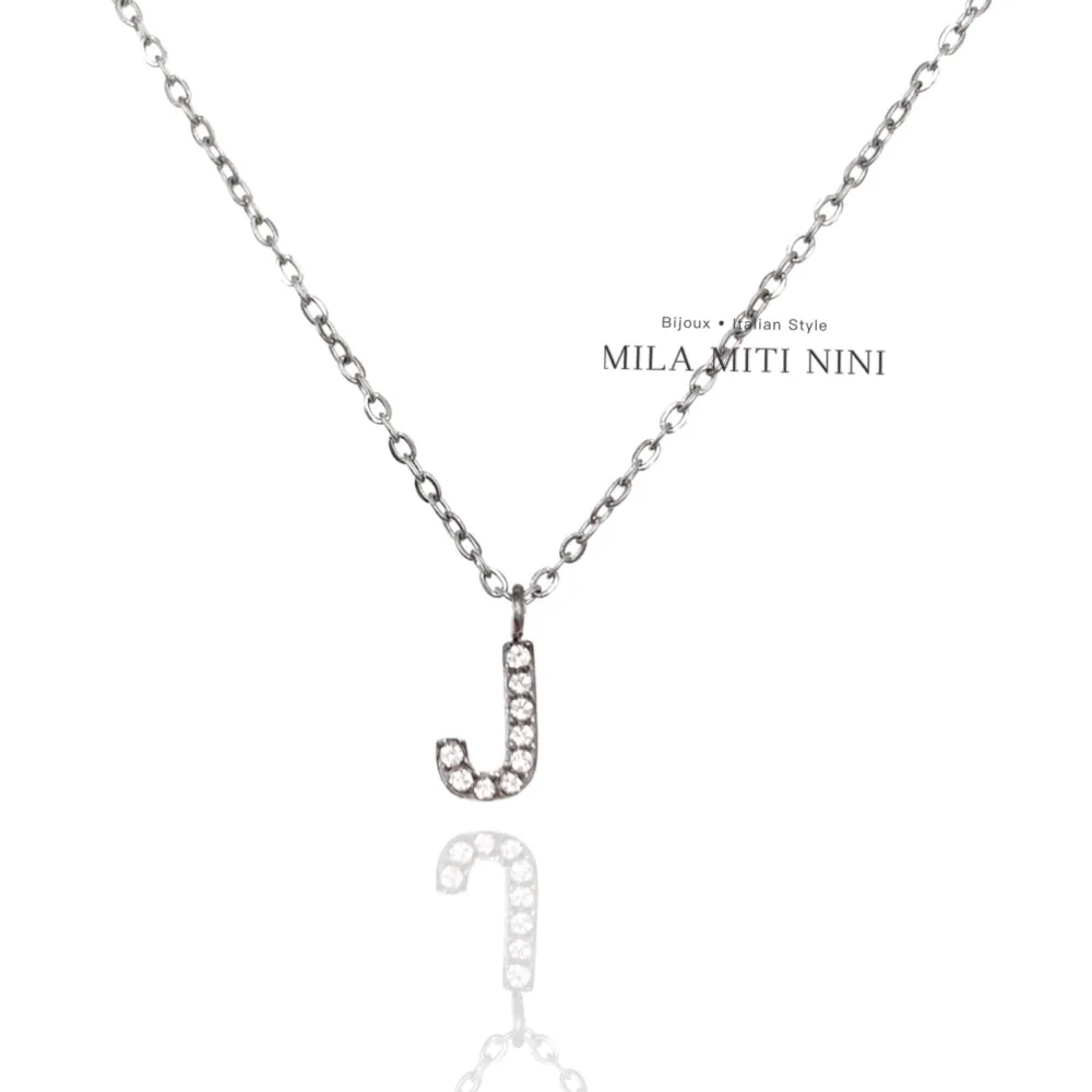 Iniziale Argento-Collana Corta in Acciaio - CAC-103-AA311N