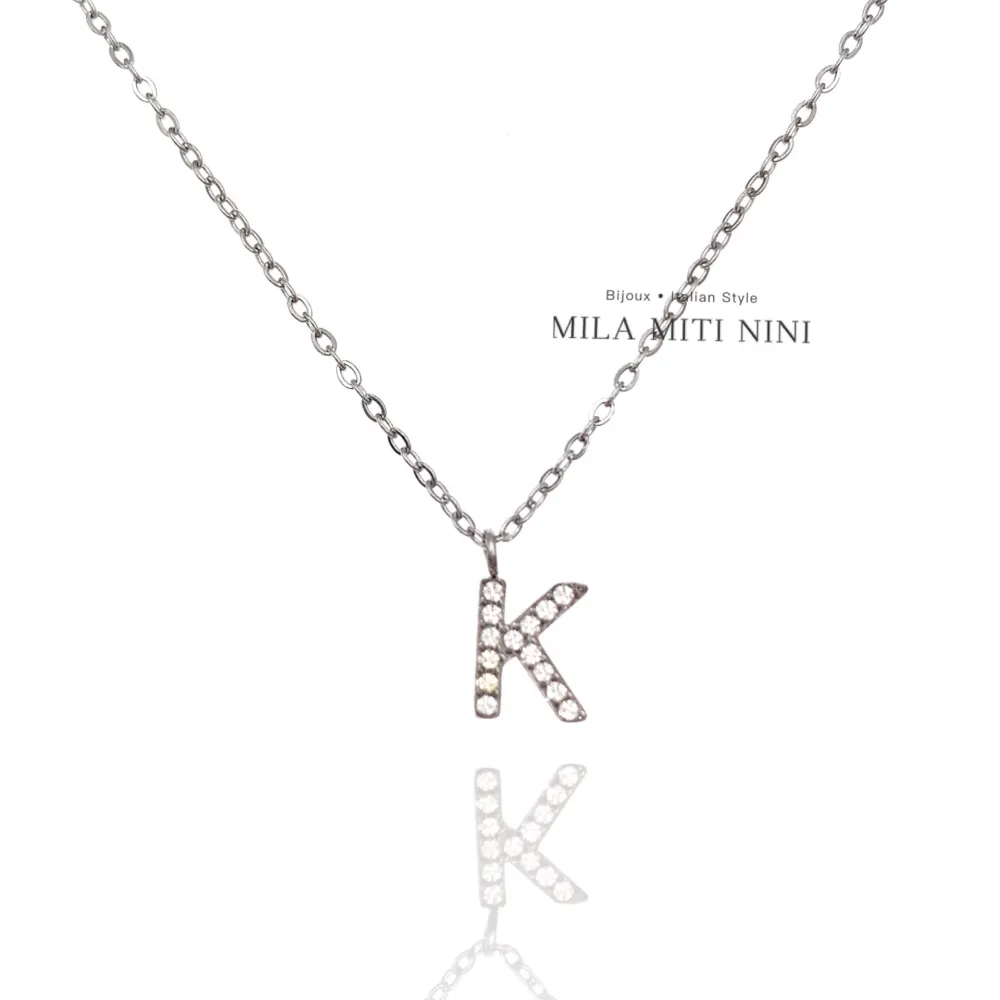 Iniziale Argento-Collana Corta in Acciaio - CAC-103-AA311N