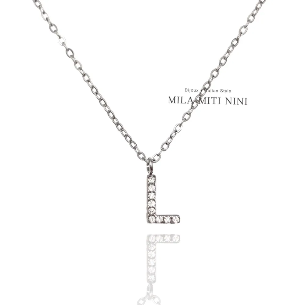 Iniziale Argento-Collana Corta in Acciaio - CAC-103-AA311N