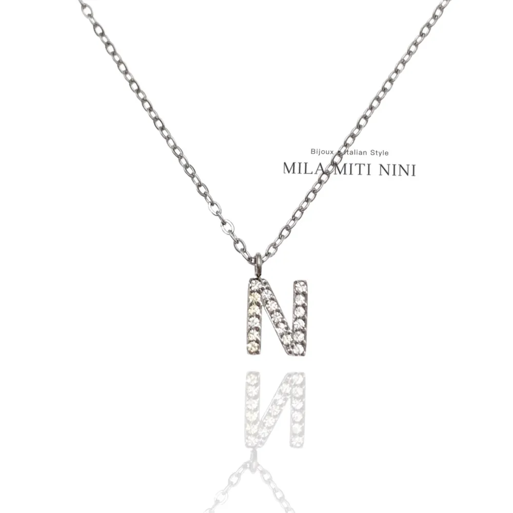 Iniziale Argento-Collana Corta in Acciaio - CAC-103-AA311N