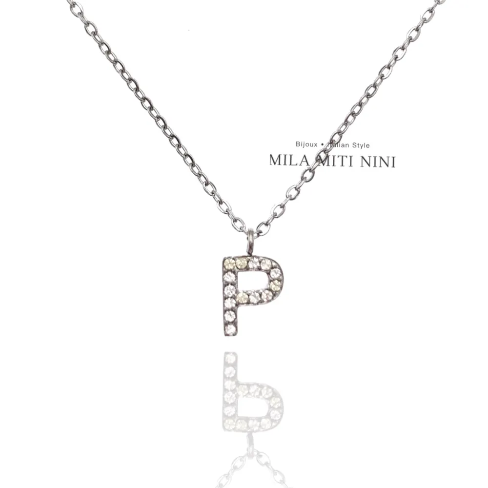 Iniziale Argento-Collana Corta in Acciaio - CAC-103-AA311N