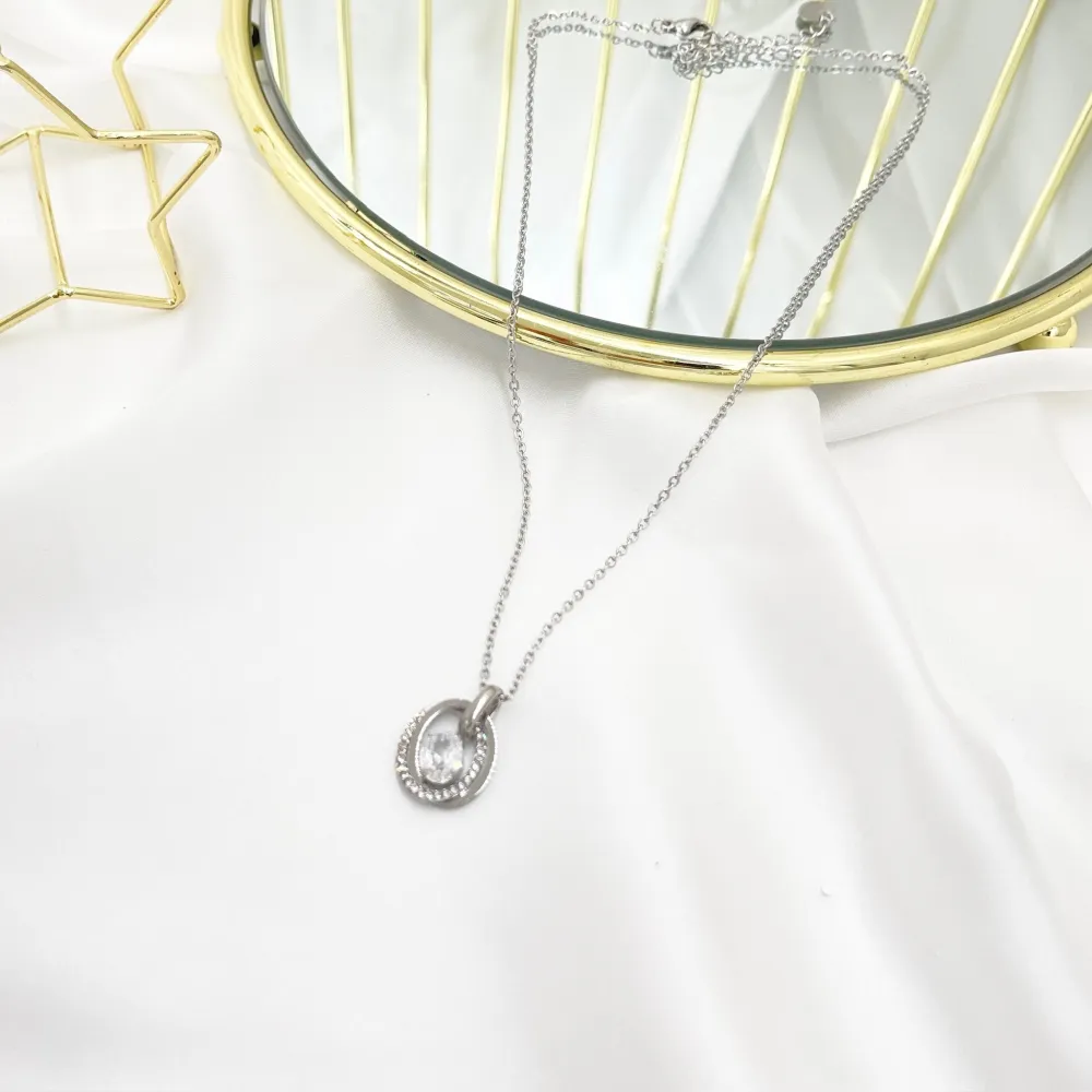 Punto Luce Ovale-Collana Corta in Acciaio - CAC-103-AA4142N