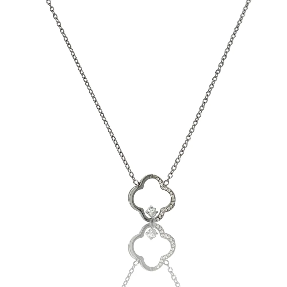 Quadrifoglio -Collana Girocollo in Acciaio - CAC-103-AA4199N