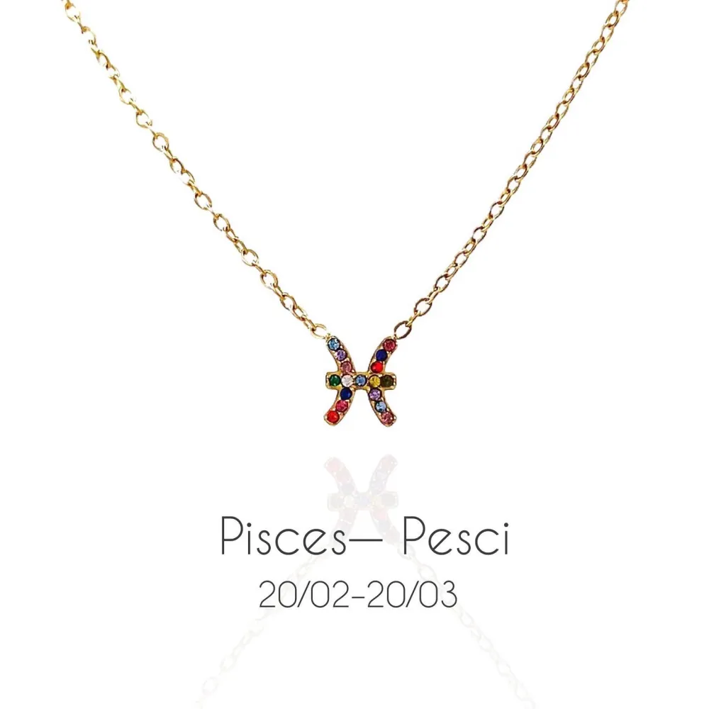 Segni Zodiacali -Collana Corta in Acciaio - CAC-103-AA52N ORO