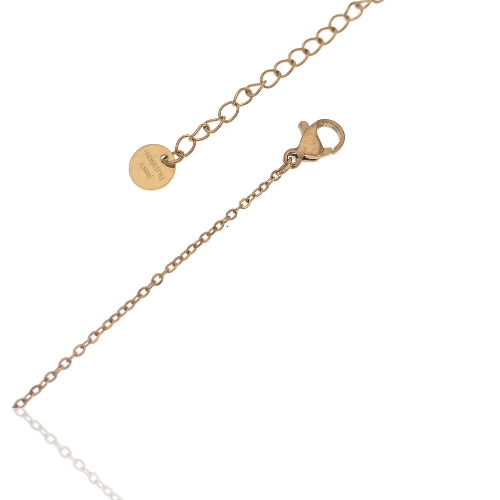 Pietra Luna Quadrata-Collana Corta in Acciaio - CAC-103-AA633N