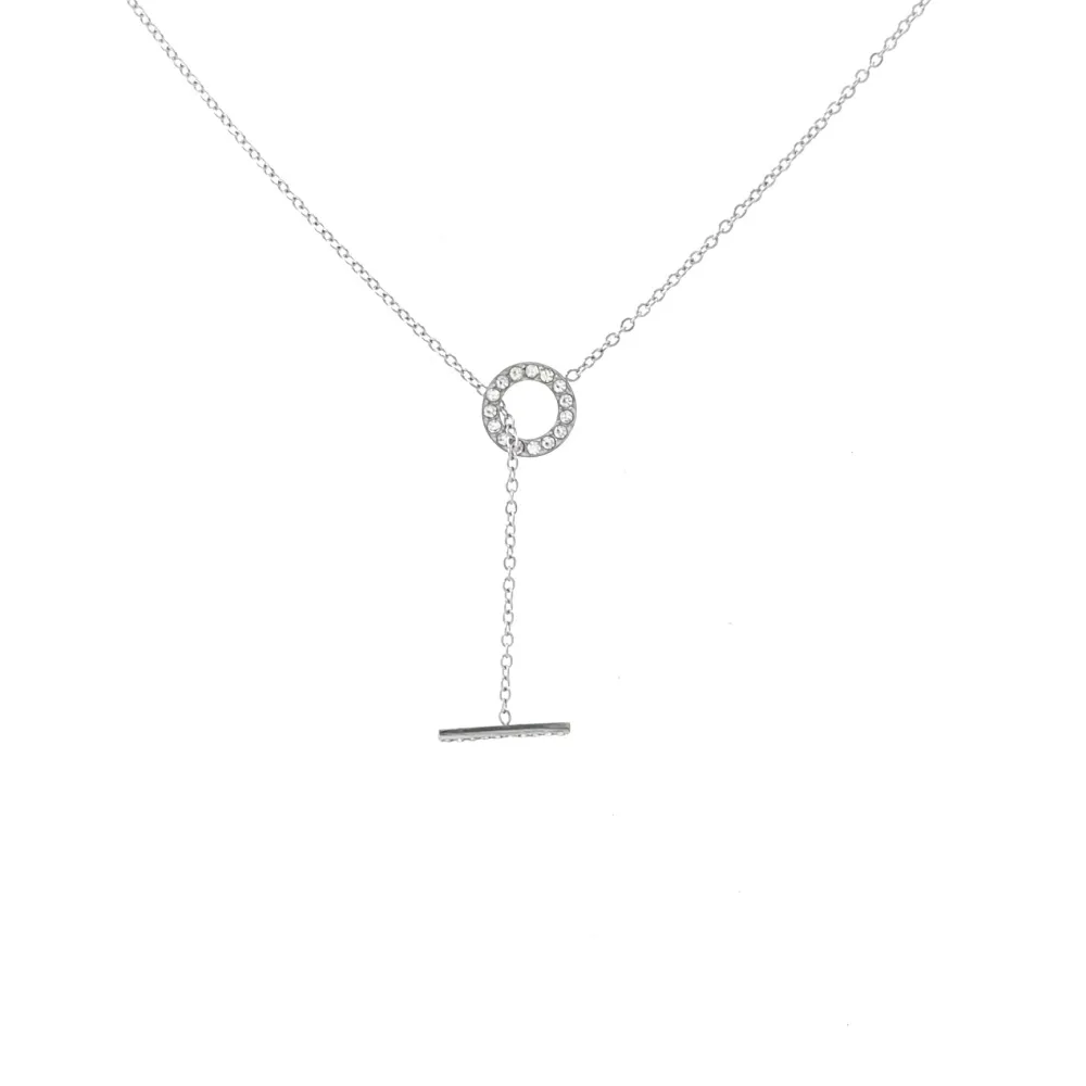 Cerchio con Barra-Collana Corta in Acciaio - CAC-103-AA729N