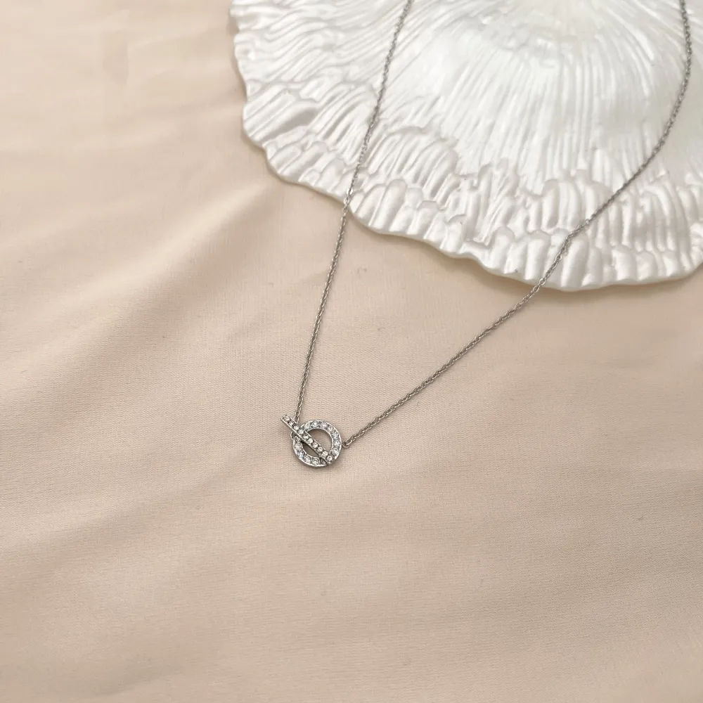 Cerchio con Barra-Collana Corta in Acciaio - CAC-103-AA729N