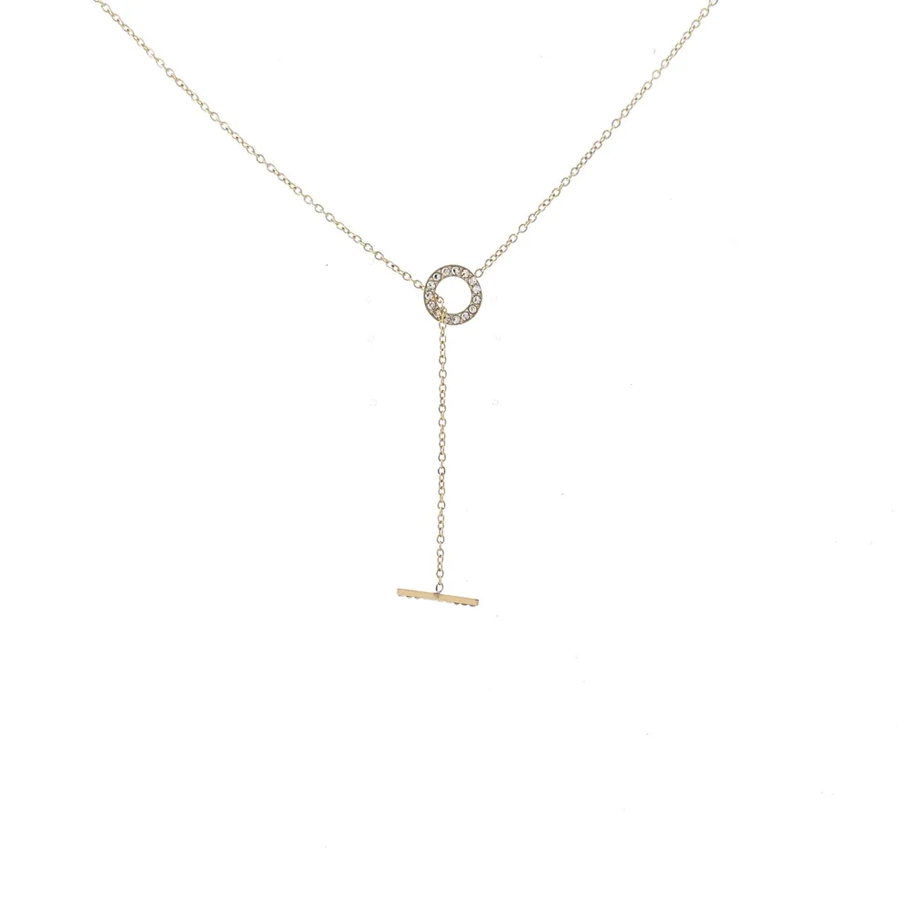 Cerchio con Barra-Collana Corta in Acciaio - CAC-103-AA729N