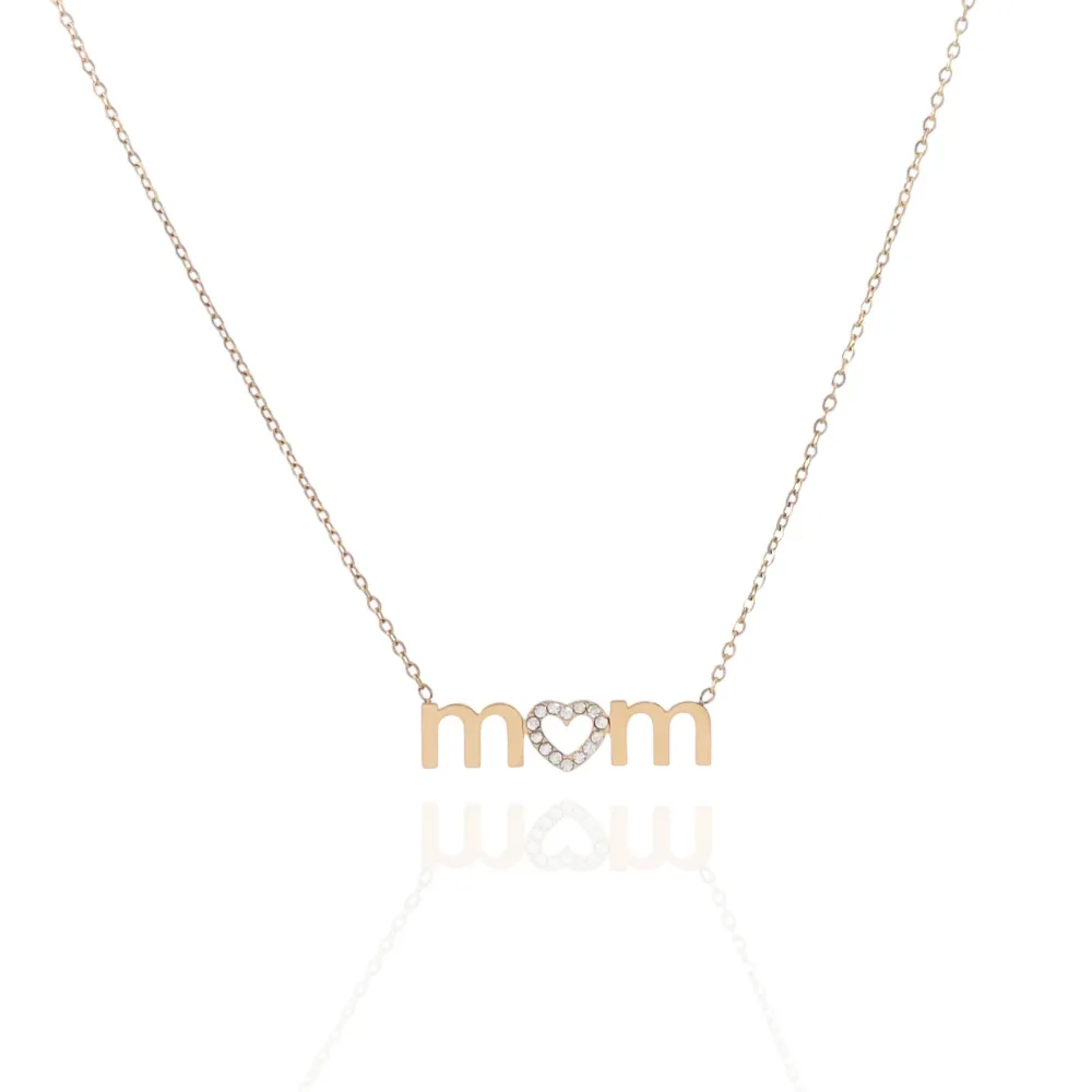 Mom Mamma-Collana Corta in Acciaio e Zirconia - CAC-103-AA953N