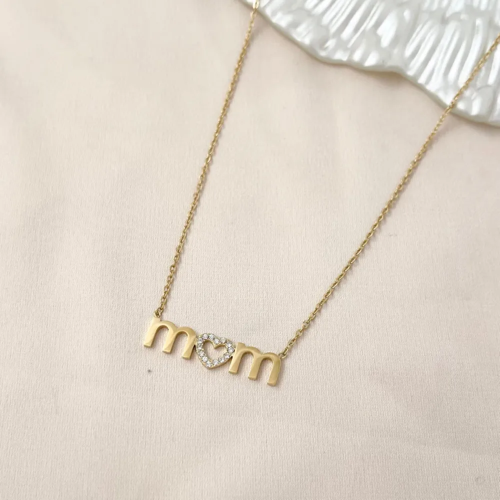 Mom Mamma-Collana Corta in Acciaio e Zirconia - CAC-103-AA953N