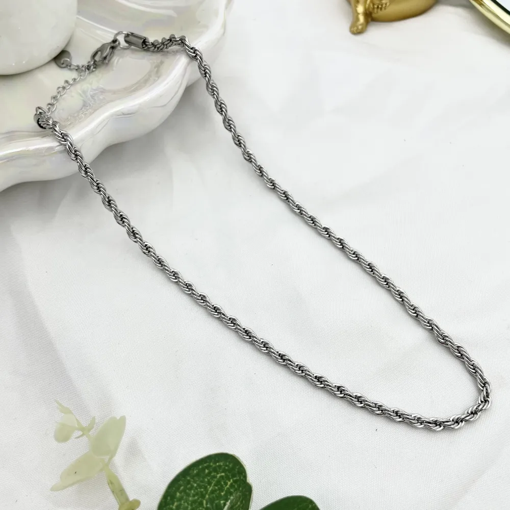 Torchon 4mm-Collana Corta in Acciaio - CAC-413-1584 4mm