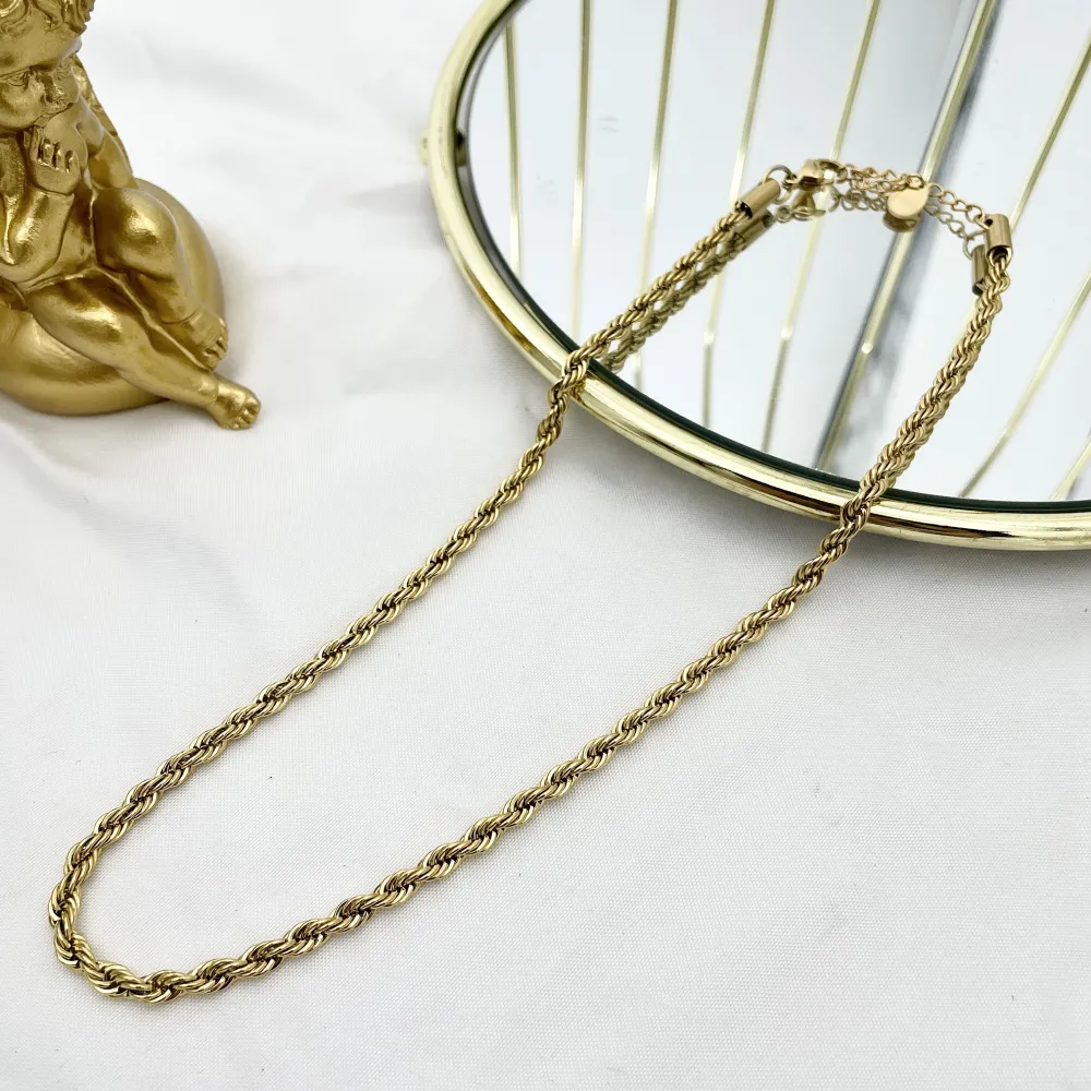 Torchon 4mm-Collana Corta in Acciaio - CAC-413-1584 4mm