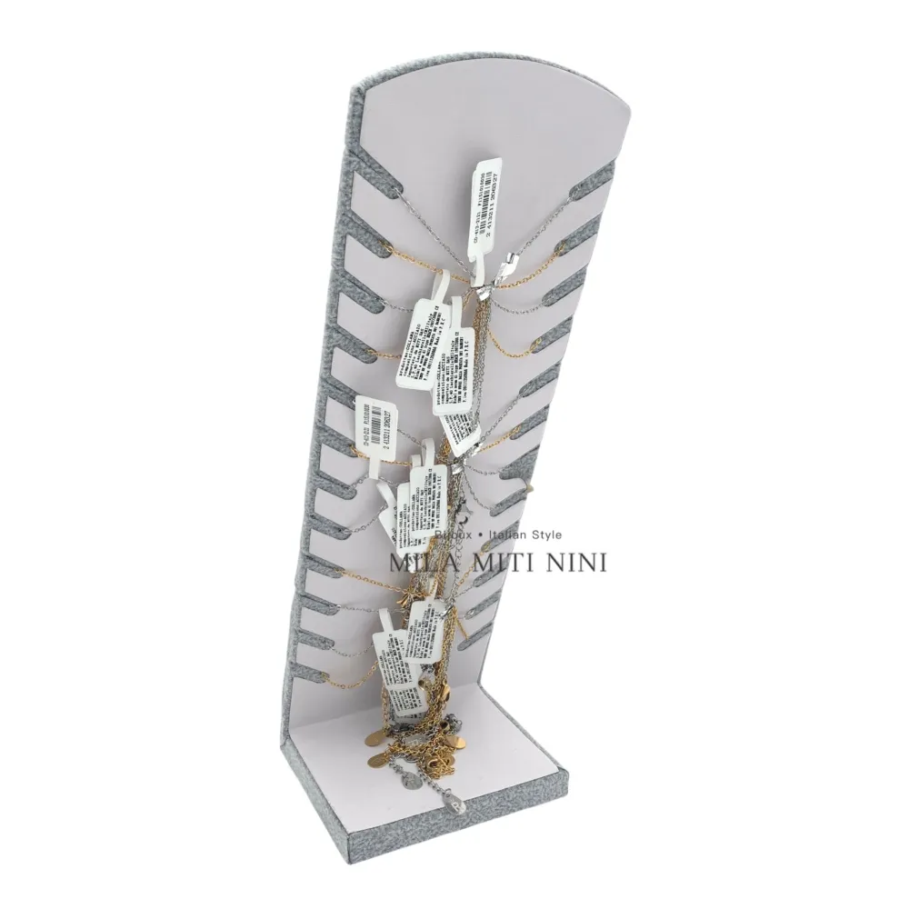 Pietra Ovale-12Pz Collane Corta in Acciaio + Espositore in Omag - CAC-413-2121