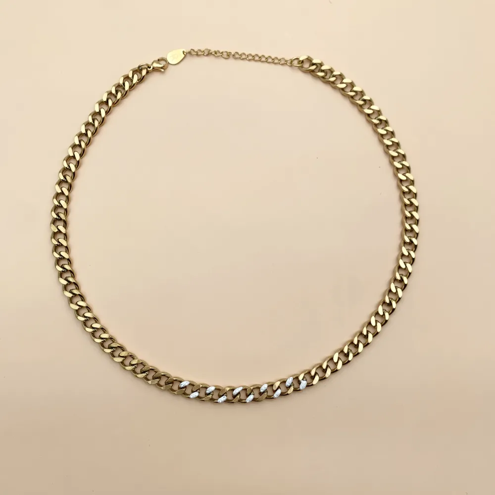 CAC7580-Catena con Strass -Collana Corta in Acciaio - CAC-413-2183