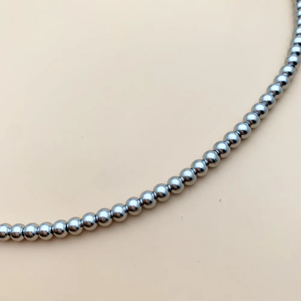 Pallina 4mm-Collana Corta in Acciaio - CAC-413-2185 4mm