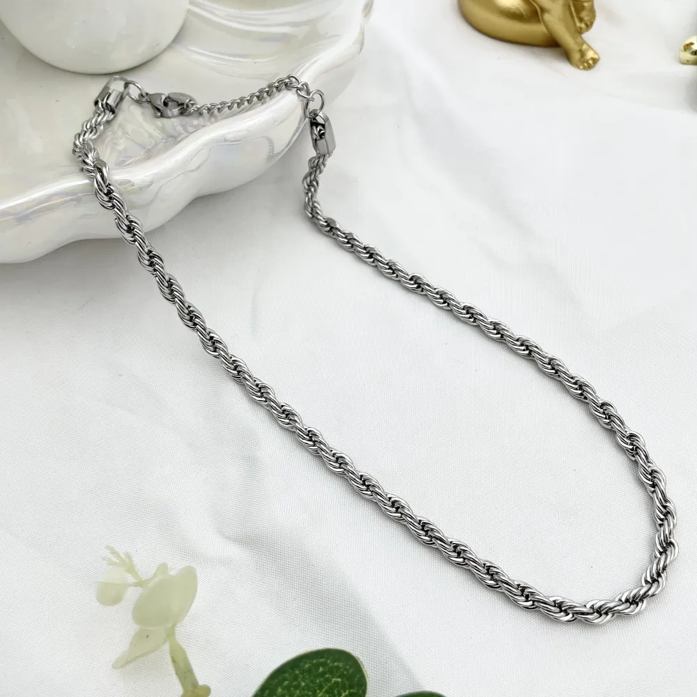 Torchon 5mm-Collana Corta in Acciaio - CAC-413-5mm