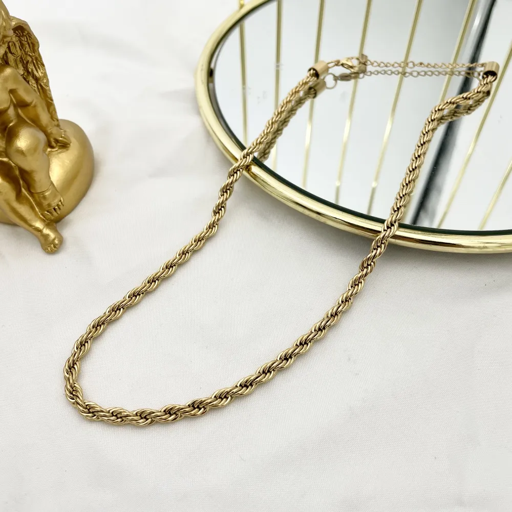 Torchon 5mm-Collana Corta in Acciaio - CAC-413-5mm