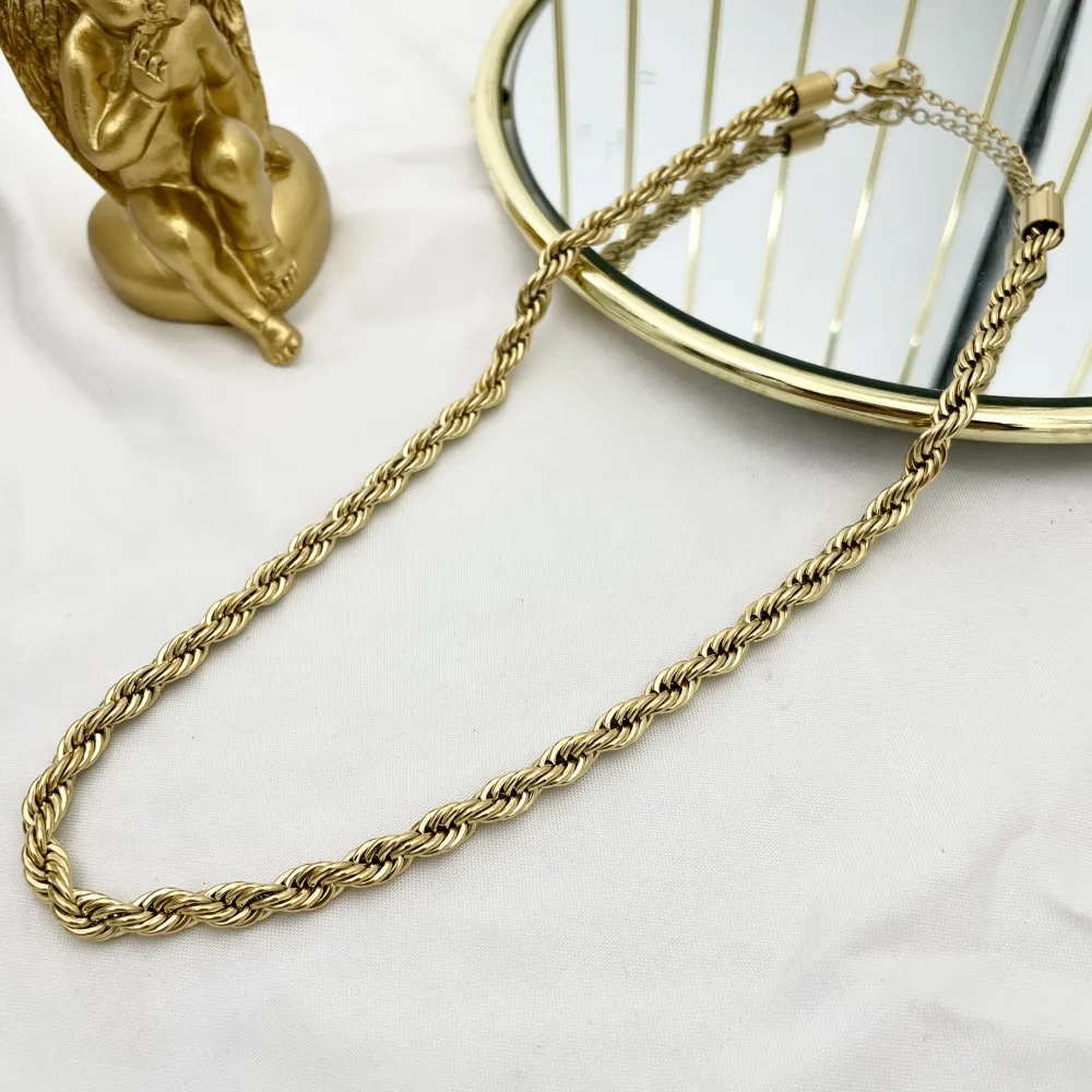 Torchon 6mm-Collana Corta in Acciaio - CAC-413-6mm