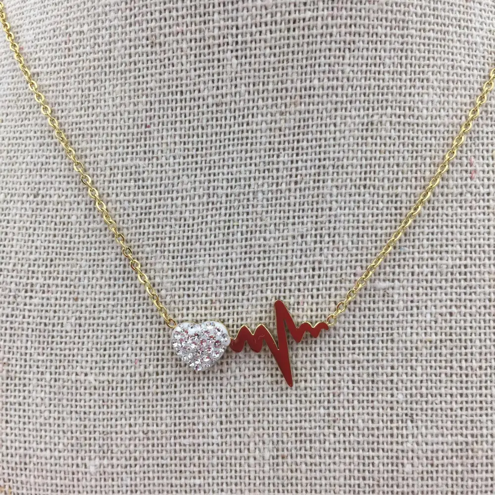 CAS- Cuore Battito 4616 - Collana in Acciaio con Strass - CAC4616- Battito Cuore- Collana in Acciaio con Strass