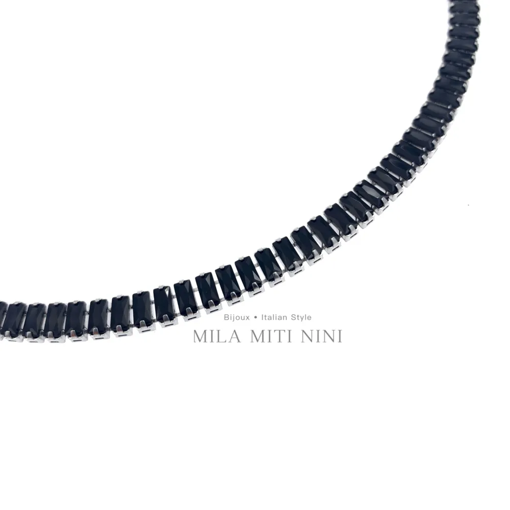 Tennis Rettangolare-Collana Corta in Acciaio - CAC600-B131