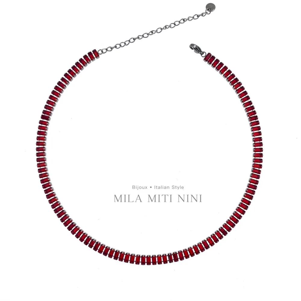 Tennis Rettangolare-Collana Corta in Acciaio - CAC600-B131