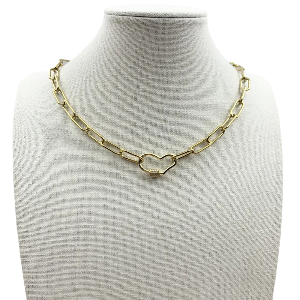 CAC7040-Cuore Zirconia- Collana Corta in Acciaio - CAC7040-Cuore Zirconia- Collana Corta in Acciaio